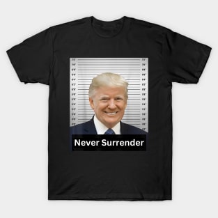 Never Surrender, President 2024 Trump Mugshot T-Shirt